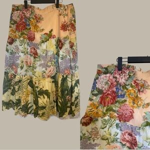 Vintage Flowers 100% Rayon MIDI Lined Skirt